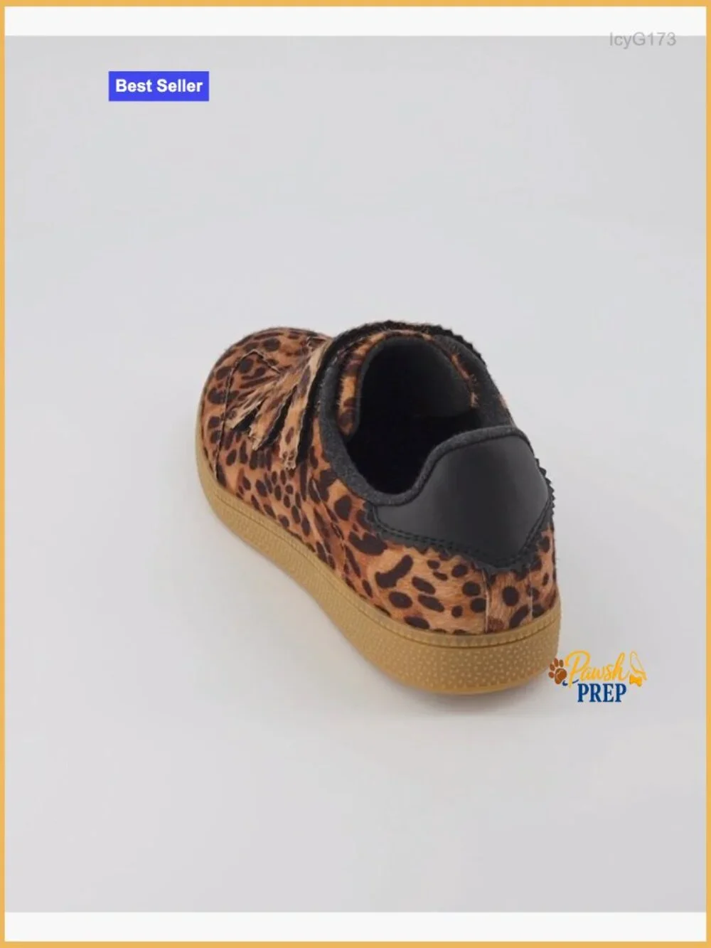 Vegan Hair Calf Leopard Print Hook & Loop Sneakers Cushioned Memory Foam - Picture 7 of 7